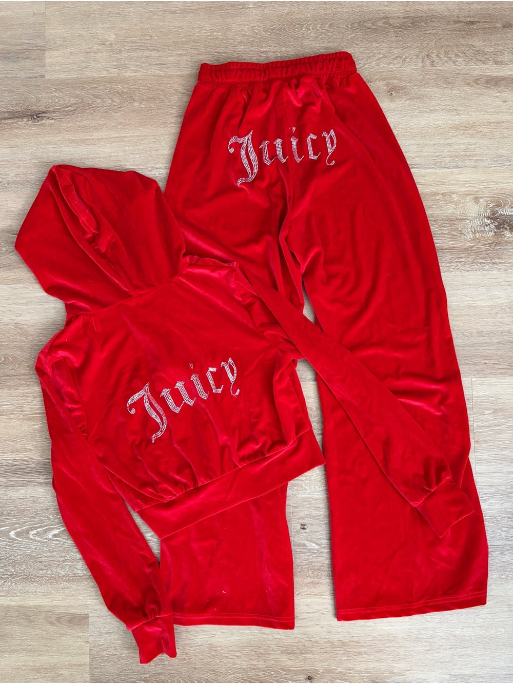 Juicy Couture Red Velour Tracksuit Set - Top & Pants